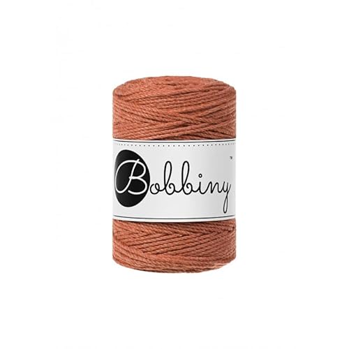 Bobbiny Premium Makramee Garn aus 100% recycelter Baumwolle 1,5 mm 3-Fach gedreht 100 m (Terracotta) von Bobbiny