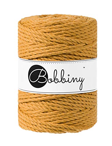 Bobbiny XXL Makramee-Schnur, 5 mm, 3-lagig, senffarben, 100 m von Bobbiny