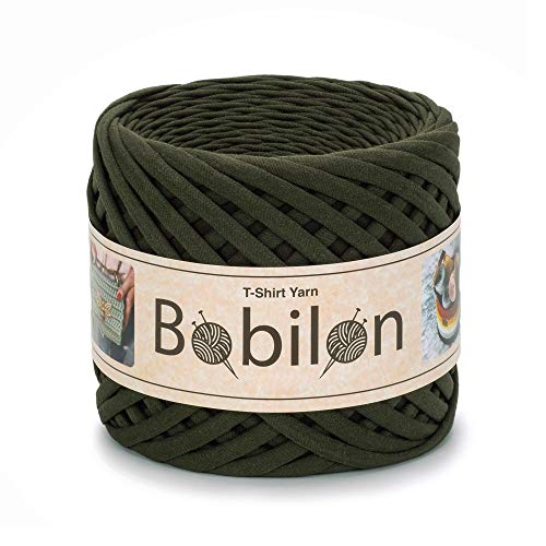 Bobilon Baumwoll-T-Shirt-Garn, Größe M, Moosgrün, 100 m, 7–9 mm, 320 g von Bobilon