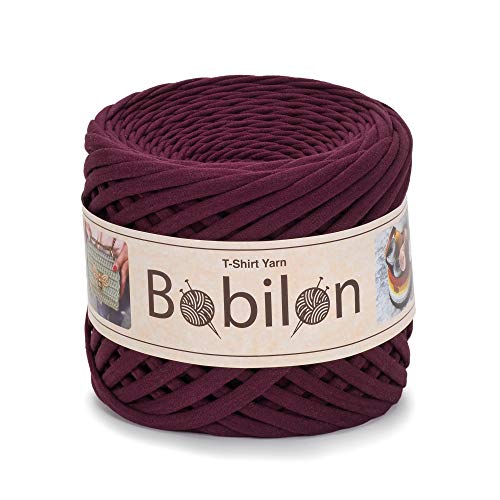 Bobilon T-Shirt-Garn, Spaghetti-Garn zum Häkeln, Handstricken, DIY, Korb, Tasche, Geldbörse, weiche Baumwolle, 5-7 mm, Marsala von Bobilon