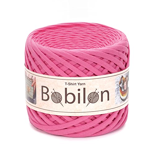 Bobilon Primär T-Shirt Garn zum Häkeln, Strickgarn Stofftuch, T-Shirt Garn 110 Yards für Makramee, Hand DIY Tasche Korb Kissen Projekte 5-7mm Flamingo von Bobilon