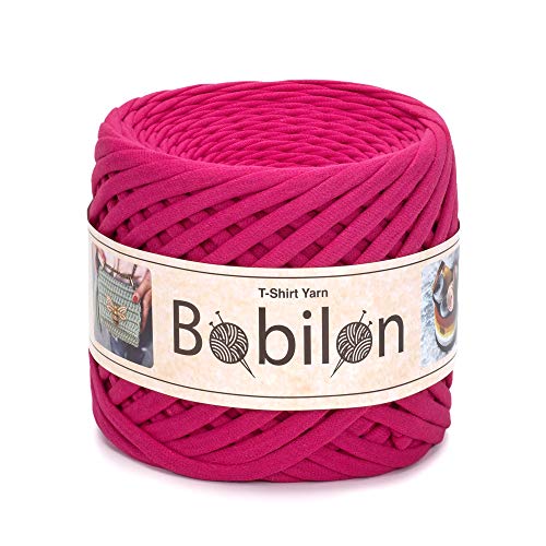 Bobilon Primary T-Shirt-Garn zum Häkeln, Stricken, Makramee, Hot Pink, 100 Yards, 5-7 mm, Baumwolle von Bobilon