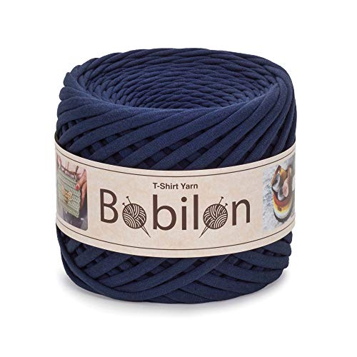 T-Shirt Baumwollgarn Stoff Strickgarn Spaghettigarn Handwerk 110 Yards für Hand DIY Häkelprojekte 5-7mm Blauer Saphir von Bobilon