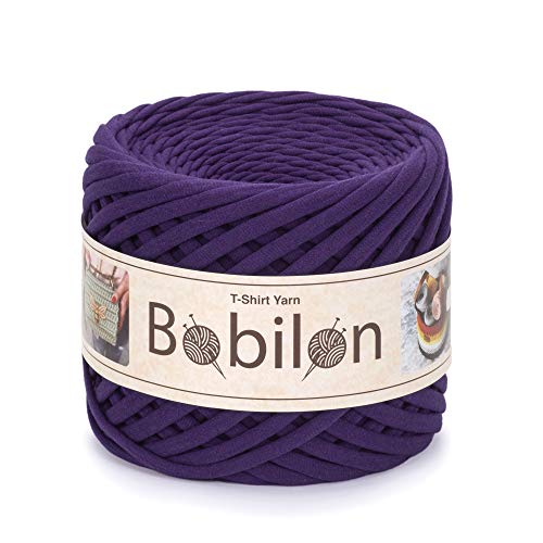 T-Shirt-Garn Fettuccini Zpagetti Style - T-Shirt-Garn zum Häkeln - Bändchengarn 100% Baumwolle - Strickgarn Knäuel - T-Garn Bio - Makramee T-Garn Violett - Dickes Stoffgarn - Jersey Big Yarn von Bobilon