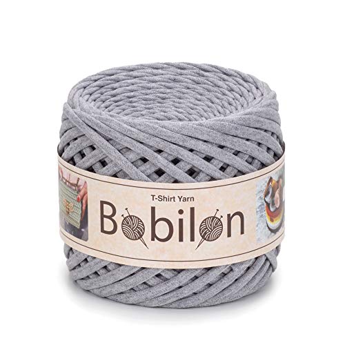 Bobilon T-Shirt Garn, 7-9mm, 100% Baumwolle, Grau Melange, 100m/100m, Handwäsche, Recycelbar, Gehirnfunktion aktiviert von Bobilon