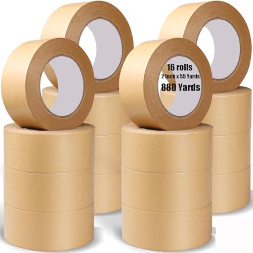 16 Rollen Klebeband aus verstärktem Kraftpapier,Kraftpapierband Bulk 50mmx55 Yardx7 mil Gummiband zum Markieren,Versiegeln von Box, Maskieren,Versand,Starkes Klebeband leicht zu reißen wasserdichtes 16 Rollen Klebeband aus verstärktem Kraftpapier,Kraftpapierband Bulk 50mmx55 Yardx7 mil Gummiband zum Markieren,Versiegeln von Box, Maskieren,Versand,Starkes Klebeband leicht zu reißen wasserdichtes von Boboeitody