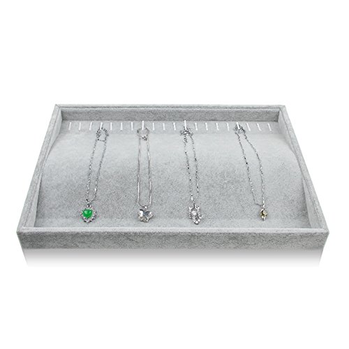 BOCAR Schmuckschatulle, grauer Samt, für Halsketten, Armreife, Ringe und Ohrschmuck (GP-XL) von Bocar