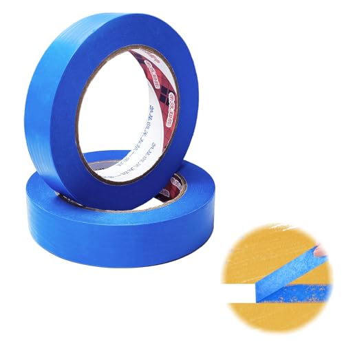 Bocguy Abklebeband, Masking Tape, Malerkrepp, Abdeckband für Karosserie, 2,4cm x 50m, Maler Klebeband zum Streichen Lackieren Malerband Abklebeband, Blau (2 Rollen) von Bocguy