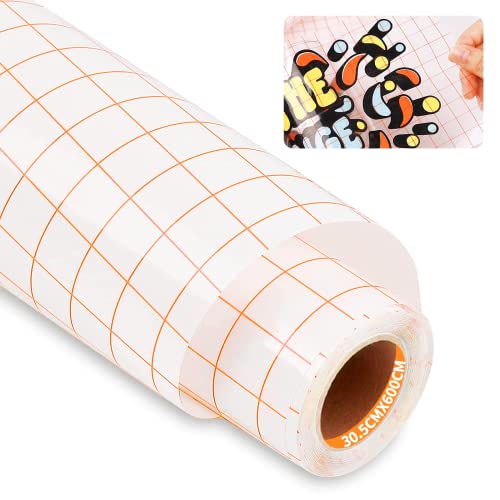 Bocguy Transferfolie Plotter für Vinyl, 30.5CM x 600CM Orange Alignment Grid Übertragungsfolie Plotter für Cricut & Silhouette Cameo, Cricut Transferfolie für Schilder, Fenster & Aufkleber von Bocguy