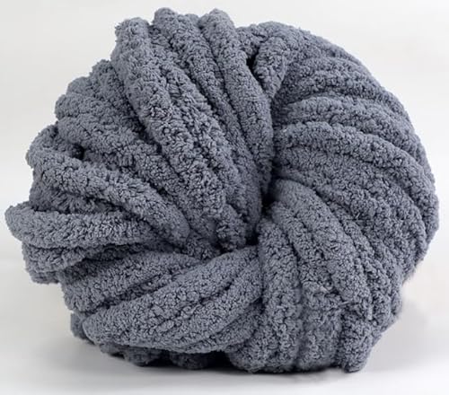 Dicke Wolle Garn 500 g(250 g*2), Chunky Wolle, Super Soft Chenille Chunky Yarn, Grobstrick Weiches Wollgarn, Soft Arm Knitting zum Häkeln Decke, Schals, Mützen, Decken, Zierkissen (Dunkelgrau) von Bocguy