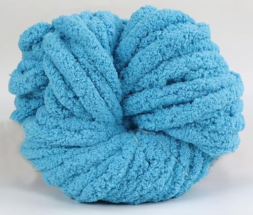 Dicke Wolle Garn 500 g(250 g*2), Chunky Wolle, Super Soft Chenille Chunky Yarn, Grobstrick Weiches Wollgarn, Soft Arm Knitting zum Häkeln Decke, Schals, Mützen, Decken, Zierkissen (Helles Seeblau) von Bocguy