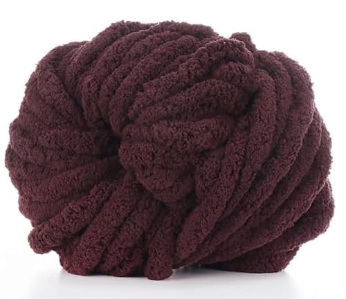 Dicke Wolle Garn 500 g(250 g*2), Chunky Wolle, Super Soft Chenille Chunky Yarn, Grobstrick Weiches Wollgarn, Soft Arm Knitting zum Häkeln Decke, Schals, Mützen, Decken, Zierkissen (Kaffee) von Bocguy