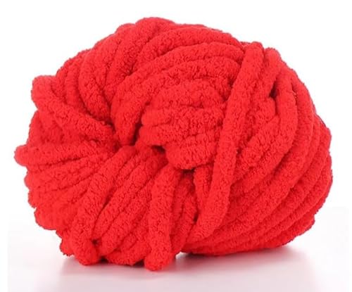 Dicke Wolle Garn 500 g(250 g*2) ca.54 m, Rot Chunky Wolle, Super Soft Chenille Chunky Yarn, Grobstrick Weiches Wollgarn, Soft Arm Knitting zum Häkeln Decke, Schals, Mützen, Decken, Zierkissen von Bocguy