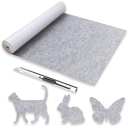 Filz Selbstklebend Meterware, 220x40cm Filzgleiter Selbstklebend, 2mm Dicke Klebefilz, Adhesive Filzmatte Grau für Geschenkboxen, Bilderrahmen, Stühle, Sofas, Cup Mat und Box Liner von Bocguy