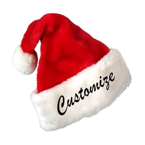 Personalisierte schwarze Weihnachtsmütze, personalisierte Weihnachtsmannmütze, bestickte Weihnachtsmütze für Erwachsene, schwarze Weihnachtsmütze, Weihnachtsmütze (rot, 32 x 45 cm) von Bocheng