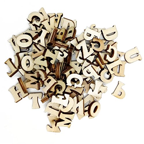Bodhi2000 100 Stück Holzbuchstaben Zahlen DIY Knopf Verzierungen für Handwerk Scrapbooking von Bodhi2000