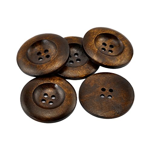 Bodhi2000 20 Stück 4 Löcher Holz knöpfe, 35mm runde Holz nähknöpfe für DIY Nähen Strick Kleidung Dekoration 20pcs von Bodhi2000