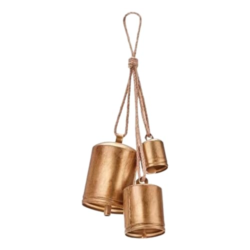 Bodhi2000 Hängende Glocken für Weihnachten Festliche Wohndekorationen Exquisite Outdoor-Dekor Gold Metall Vintage mit Juteseil Langlebige Wanduhren Retro Stil Wind B von Bodhi2000