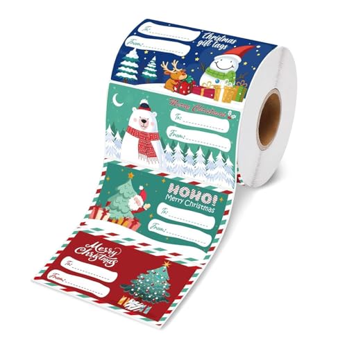 Bodhi2000 Vielseitige Etiketten, Weihnachtsgeschenke, selbstklebend, Weihnachtsmann, Schneemann, Papieranhänger für Geschenktüten, 500 Stück, 500 Stück von Bodhi2000