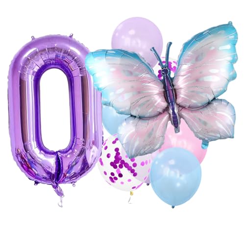 Dickere Schmetterlingsballons mit verschiedenen Zahlen für Babypartys, Geburtstage, Hochzeiten, Partydekorationen, metallische, auslaufsichere Aluminiumfolienballons 10 von Bodhi2000