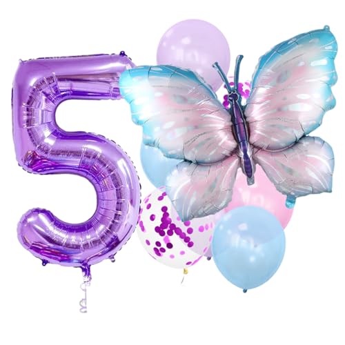 Dickere Schmetterlingsballons mit verschiedenen Zahlen für Babypartys, Geburtstage, Hochzeiten, Partydekorationen, metallische, auslaufsichere Aluminiumfolienballons 5 von Bodhi2000