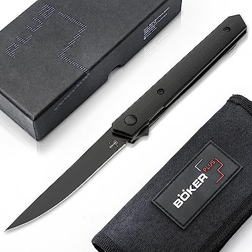 BÖKER PLUS® Kwaiken Air Mini G10 All Black - Gentleman Folder mit Clip - EDC Einhand-Messer mit schwarzer Klinge - Flipper Messer in Geschenkbox von BÖKER PLUS