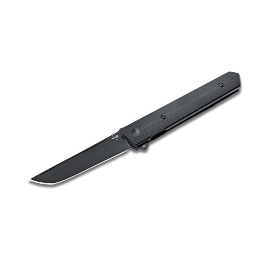 BÖKER PLUS® Kwaiken American Tanto - Flipper Messer mit D2 Tanto Klinge - Profi Gentleman Folder schwarz mit Clip - Einhand Taschenmesser mit G10 Griff - taktisches 1 Hand EDC Klappmesser mit Etui von BÖKER PLUS