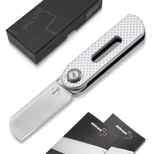 Böker Plus® Ovalmoon Swivel Taschen-Messer - innovatives Mini Faltmesser mit Alu-Griff - Fidget Knife mit D2 Sheepfoot-Klinge - EDC Swivel Knife mit Magnet-Griff- kleines Chisel Grind Klapp-Messer von Böker Plus