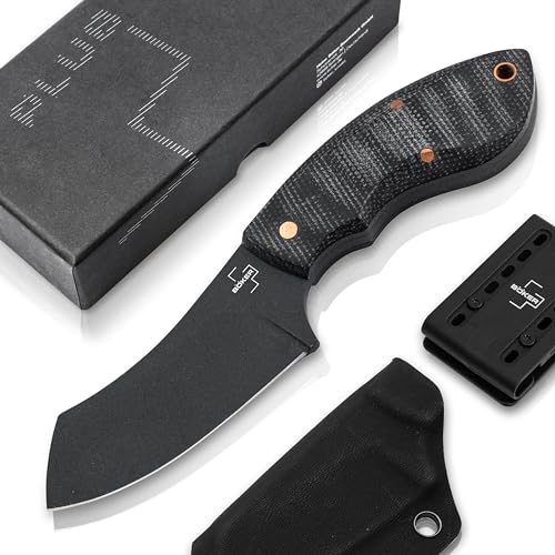 BÖKER PLUS® Rhino all black Copper - feststehendes Outdoor-Messer mit schwarzer D2 Sheepfoot Klinge - Full Tang Bushcraft Messer mit Micarta Griff, Kydex Scheide & Gürtel Adapter von BÖKER PLUS