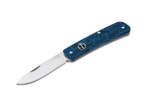 Böker Plus® Tech Tool Blue Damast G10 - Zweihand EDC Messer 42a konform - Slipjoint Taschenmesser mit Clip & Glasbrecher - EDC Klappmesser mit G10 Griff blau - Outdoor Faltmesser mit Sandvik Klinge von Böker Plus