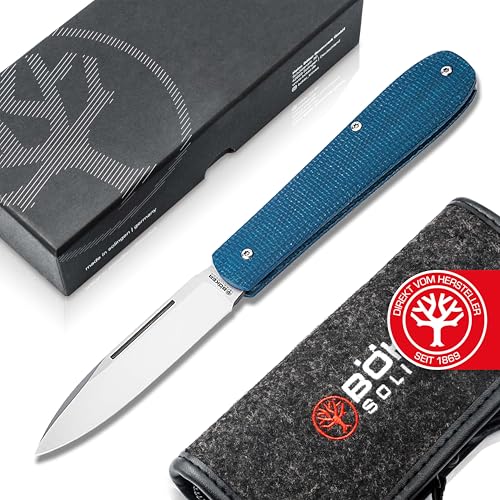 Böker SOLINGEN® Coffin Denim Micarta - EDC Taschenmesser blau 42a konform - Klapp-Messer mit Clip - Slipjoint Messer mit MagnaCut Droppoint Klinge von Böker