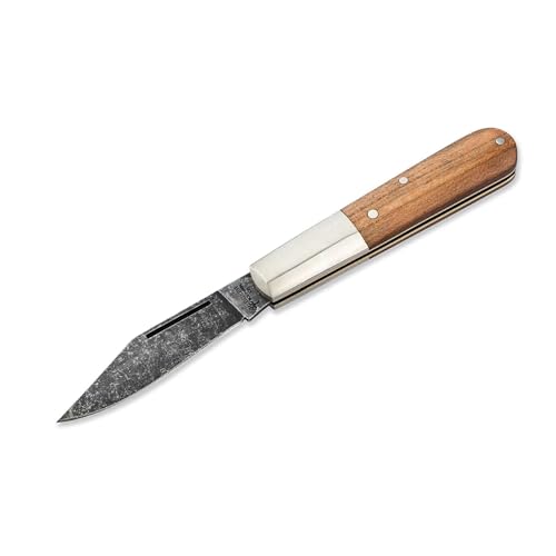 Böker Solingen® Barlow Pflaume O1 - klassisches Farmer Messer mit Holz Griff - Slipjoint Taschen-Messer 42a konform - EDC Klappmesser handgemacht - klappbares Gentleman Messer mit Etui & Geschenkbox von Böker