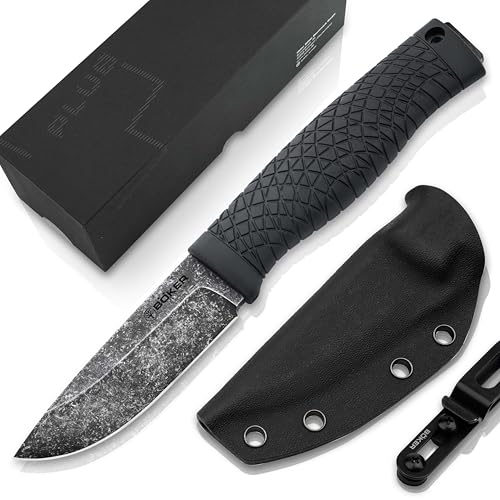 Böker Solingen® Bronco Mini - hochwertiges Bushcraft-Messer feststehend mit Kydex-Scheide - Batoning Messer für Outdoor- & Survival - Pfadfinder Fahrten-Messer mit Droppoint Klinge in Geschenk-Box von Böker