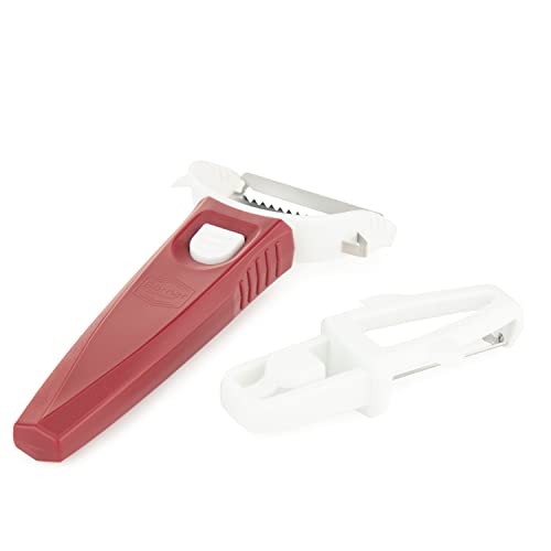 Börner Multi Peeler (3-in-1) • Julienne Schneider, Kartoffelschäler, Y-Schäler in Einem • Multifunktionaler Gemüseschäler • Schäler für schälen, schneiden, garnieren • Farbe: Weiß von Börner