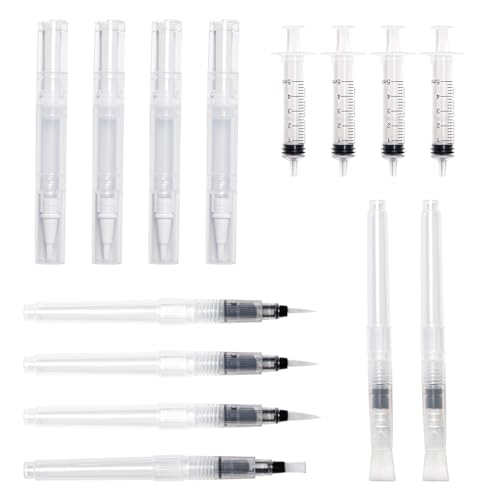 Bofanze 10 Pcs Nachfüllbarer Lackstift Ausbesserungslackstift Leerer Ölstift Ausbessern Malen Stift Auffüllbarer Pinsel mit 4 Nadellose Spritze Geeignet zum Ausfüllen von Kratzern auf Möbeln und Wänd von Bofanze