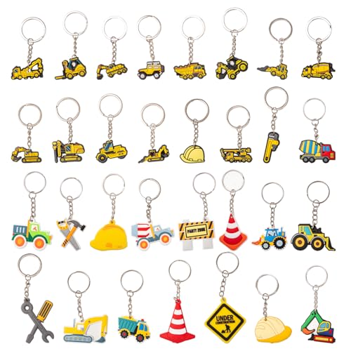 Bofanze 31 Stück Kindergeburtstag Baustelle Keychain Bagger Spielzeug Schlüsselanhänger bagger schlüsselanhänger kinder Construction Party Gastgeschenke für Geburtstagsgeschenke für Kinder von Bofanze