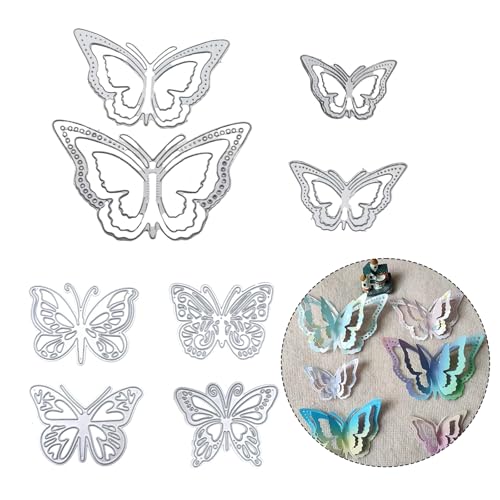 Bofanze 8 Stück 3D-Schmetterling-Metall-Stanzformen Schmetterlingsform Prägeschablonen Stanzschablonen Schmetterlinge Stanzformen für DIY,Metallschablone,Scrapbooking Butterfly Cutting Dies von Bofanze