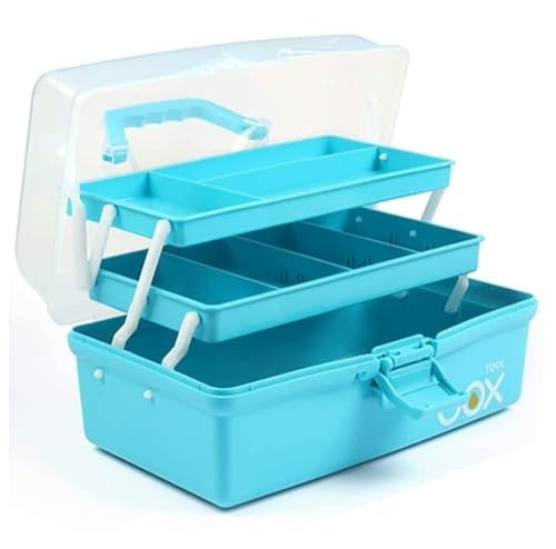 Boffett Medizinkoffer, 3-Regal Mehrzweck-Aufbewahrungsbox, Sortierbox, Organizer Box, Bastelbox, Nähkasten, Toolbox, Angelkoffer mit 2 Regalen (Blau-01) von Boffett