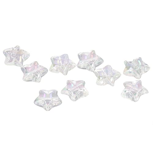 10 Stück transparente Acrylperlen, niedliches Cartoon-Aussehen, glattere Oberflächen, Armbandschmuck, klare Acrylperlen mit Löchern (Five Pointed Star Shaped) von Bognajin