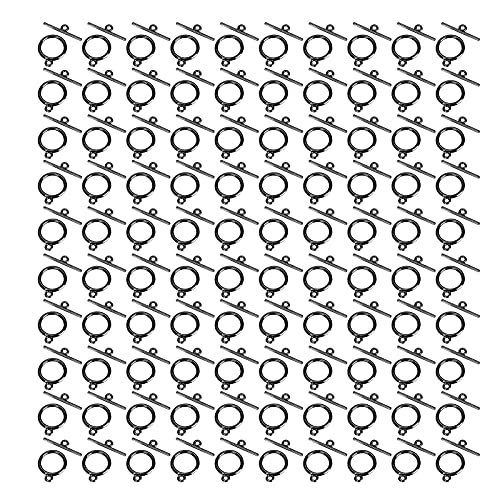 100 Sets 2 mm Legierungs-Kippverschlüsse, OT-Schnalle, Schmuckherstellungszubehör für Halsketten, Armbänder, einfach zu bedienen, robust und lange Lebensdauer (Ruthenium Black) von Bognajin