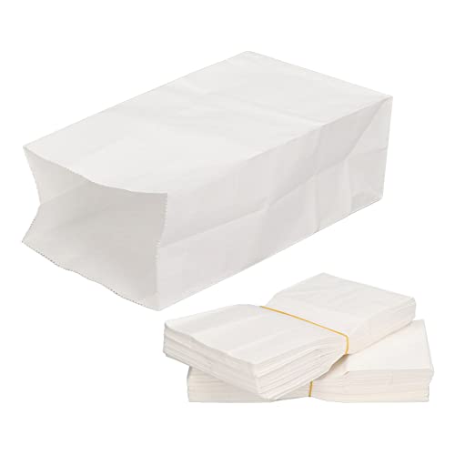 100-teiliges Papiertüten-Set, Kraftmaterial in Lebensmittelqualität, ölbeständig, großes Fassungsvermögen, weiß, für Einkauf und Einzelhandel (180x90x55mm) von Bognajin