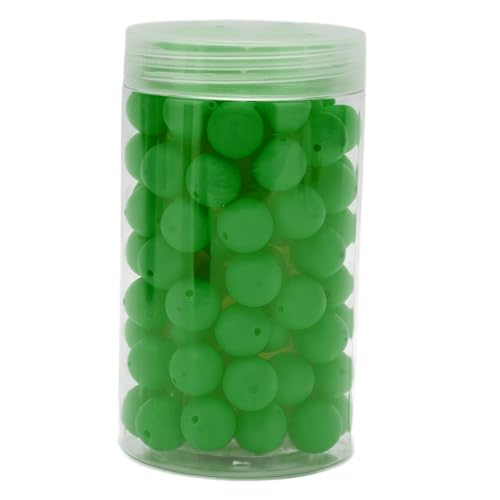 105 Stück 15 mm große Silikonperlen, große runde lose Perlen zum Basteln, lebendige Farben, vorgebohrte Löcher, stabiles Silikonmaterial, ideal für die Herstellung von Armbändern, (Green) von Bognajin