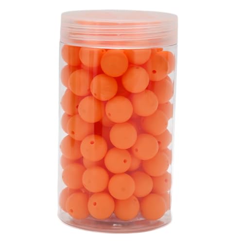 105 Stück 15 mm große Silikonperlen, große runde lose Perlen zum Basteln, lebendige Farben, vorgebohrte Löcher, stabiles Silikonmaterial, ideal für die Herstellung von Armbändern, (Orange) von Bognajin