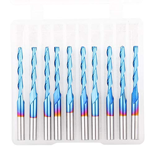 10Pcs 2‑Flute Tungsten Steel Router Bit, Blue Coated Spiral Ball Nose End Mill Bit, Milling Cutter for 3D Relief Sculpturing, Cutting, Engraving, Ideal for Hardwood, 10Pcs 2‑Flute Tungsten Steel Router Bit, Blue Coated Spiral Ball Nose End Mill Bit, Milling Cutter for 3D Relief Sculpturing, Cutting, Engraving, Ideal for Hardwood, von Bognajin