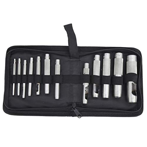 12 -pcs Carbon Steel Leder Puncher -Set, manuelle Lochpunschwerkzeuge, 3 19 -mm -Größen, robuste und hohe Härte, mit tiefen Anti -Technologie für Gürtel, Taschen und andere von Bognajin