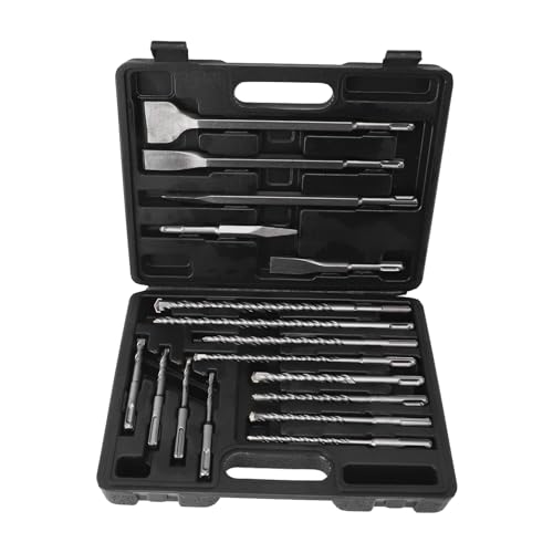 17Pcs Hammer Drill Chisel Bit Set for Concrete Tile, Electric Revolving Hammer Accessories, 40CR Alloy Steel Material, Accurate Drilling, Durably, with Storage Box 17Pcs Hammer Drill Chisel Bit Set for Concrete Tile, Electric Revolving Hammer Accessories, 40CR Alloy Steel Material, Accurate Drilling, Durably, with Storage Box von Bognajin