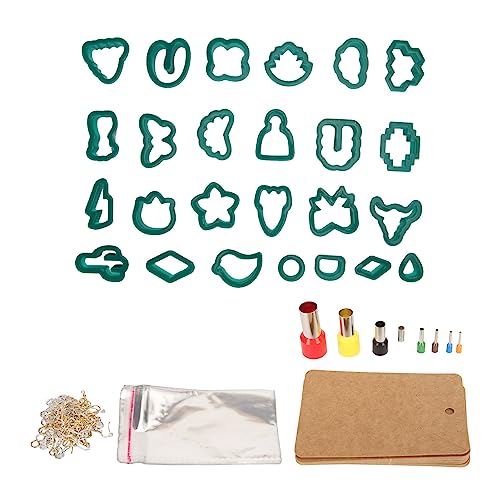 193-teiliges Polymer-Ton-Ohrring-Ausstecher-Set, 25 Formen DIY-Ton-Ausstecher für Ohrringe, Halsketten und Schlüsselanhänger, Edelstahl und Kunststoff, hervorragend für Amateure (Dark Green) von Bognajin