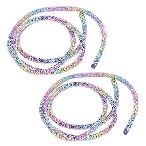 2 Stück 6 mm Strassbesatz, DIY Nähen Dekoration Kleidungszubehör, Strasskette für Hochzeitskleid, Strassseil für DIY Modeschmuckherstellung (6mm white mesh rainbow diamond) von Bognajin