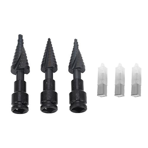 3pcs Industrial Grade 4241 Stahlstufe Bohrmaschine Bit Set, Hex Shank Spiral Gerade Flöte Design, 4 22 mm 6 25 mm Größe, für breite Anwendung in Metallholz -Kunststoffbohrungen von Bognajin