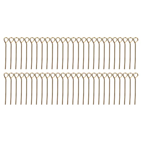 50pcs Gold Open Eye Pins for DIY Craft Bead Jewelry Pendant Making, 6 Sizes Alloy Material Accessory Supplies, sturdy and Safe (Gold 9-digit needle 25mm) von Bognajin